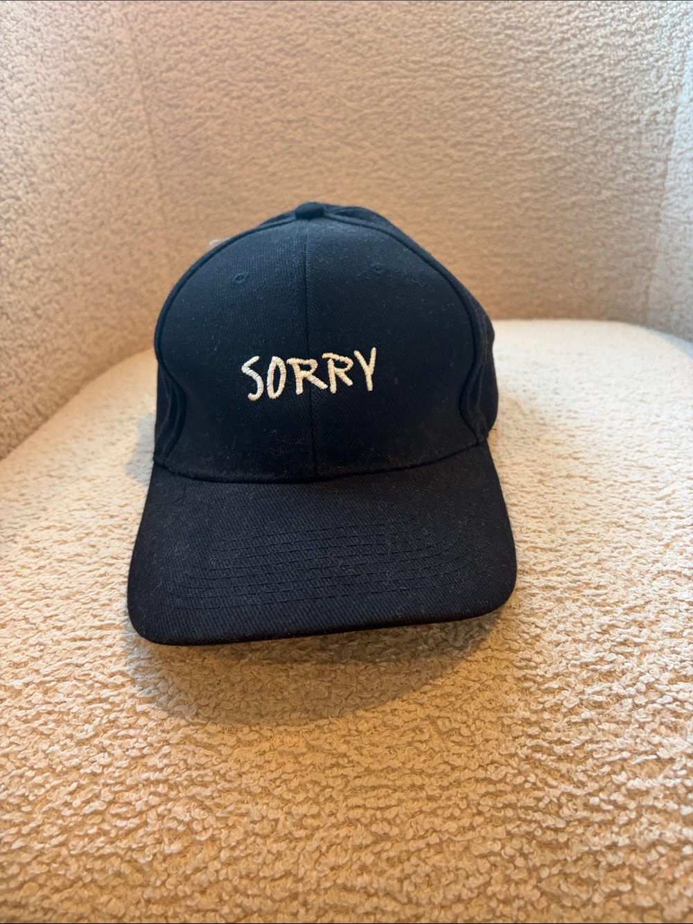 Black 'SORRY' Embroidered Baseball Cap